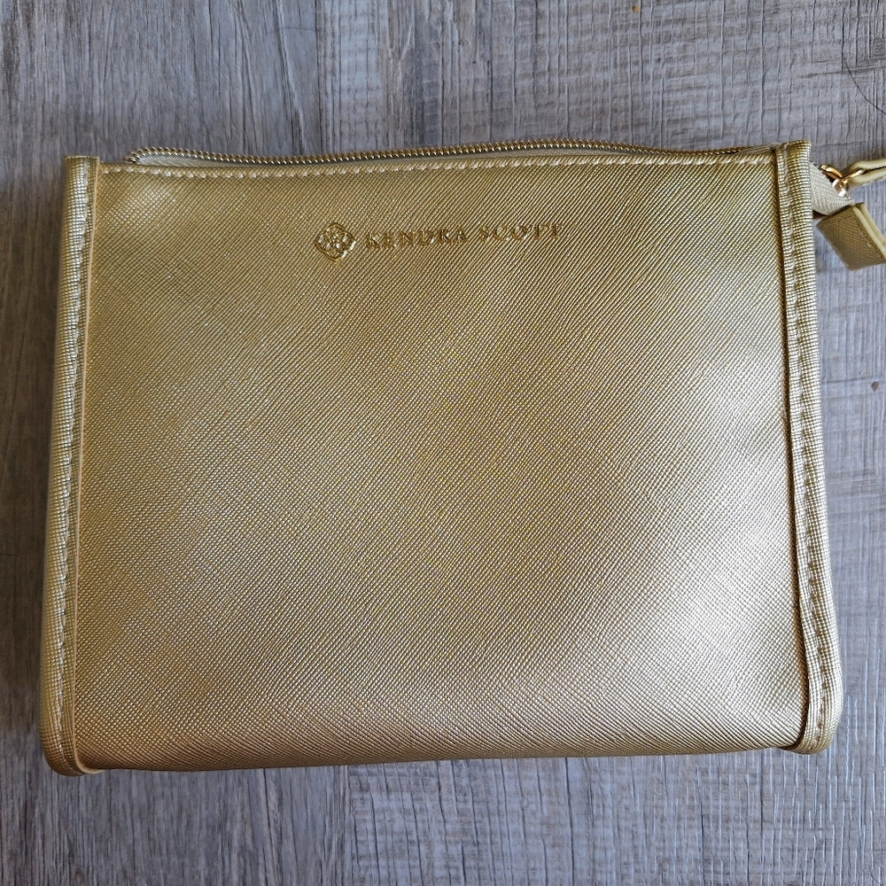 Kendra Scott Gold Metallic Zip Accessory Bag